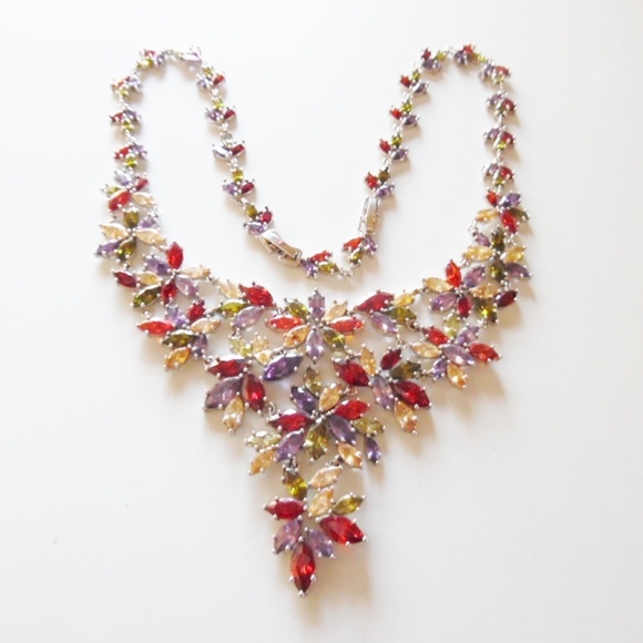 Fashion Jewelry Jewelry - Elegant Marquise Shape Multiple color Cz Necklace